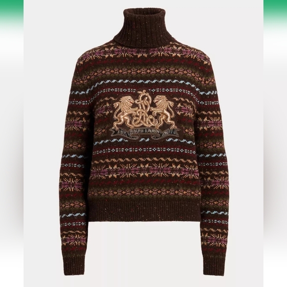 Ralph Lauren Purple Label Faire Isle Embroidered Sweater M - Picture 2 of 9